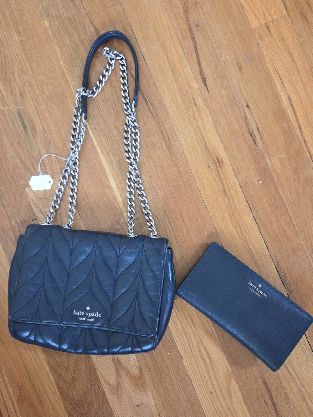 Kate Spade Briar Lane Black Quilted Leather Emelyn Crossbody Bag + Wallet Set